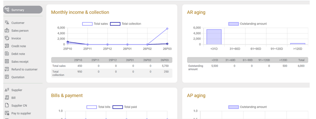 Account receviable and payable summary